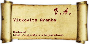Vitkovits Aranka névjegykártya